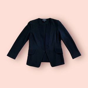 St. John Caviar Women’s Size 6 Black Single Button Blazer Jacket Wool Blend Knit